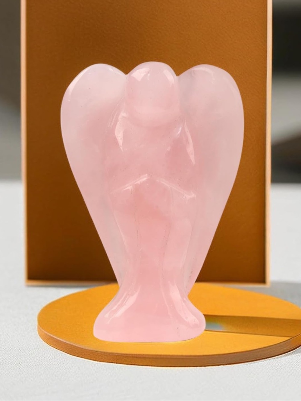 🆕New Rose Quartz Angel Figurines Guardian Angel Statue Home Decor 1.5Inches - Picture 3 of 5